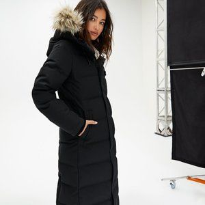 Aritzia TNA St Anton Long Down Parka - Women Small Black- EUC!
